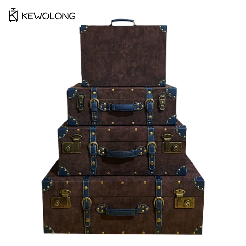 Retro Vintage Trunk Suitcase - Baú de Armazenamento em Couro Vintage,