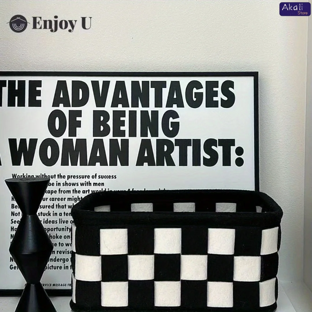 Cosmetic Bags - Cesto Organizador Xadrez Preto e Branco