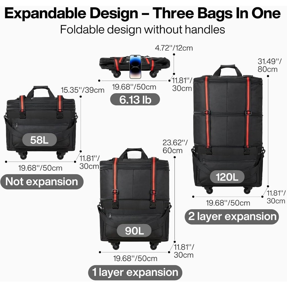 Mala de Viagem Dobrável e Expa - Foldable Rolling Luggage Bag avaliação e preço