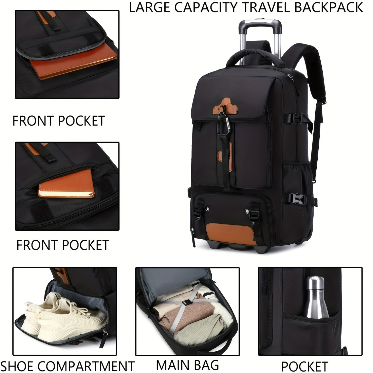 Mochila com rodinhas de grande - Foldable Rolling Luggage Bag avaliação e preço